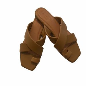 Faux Leather Criss Cross Flat Sandal